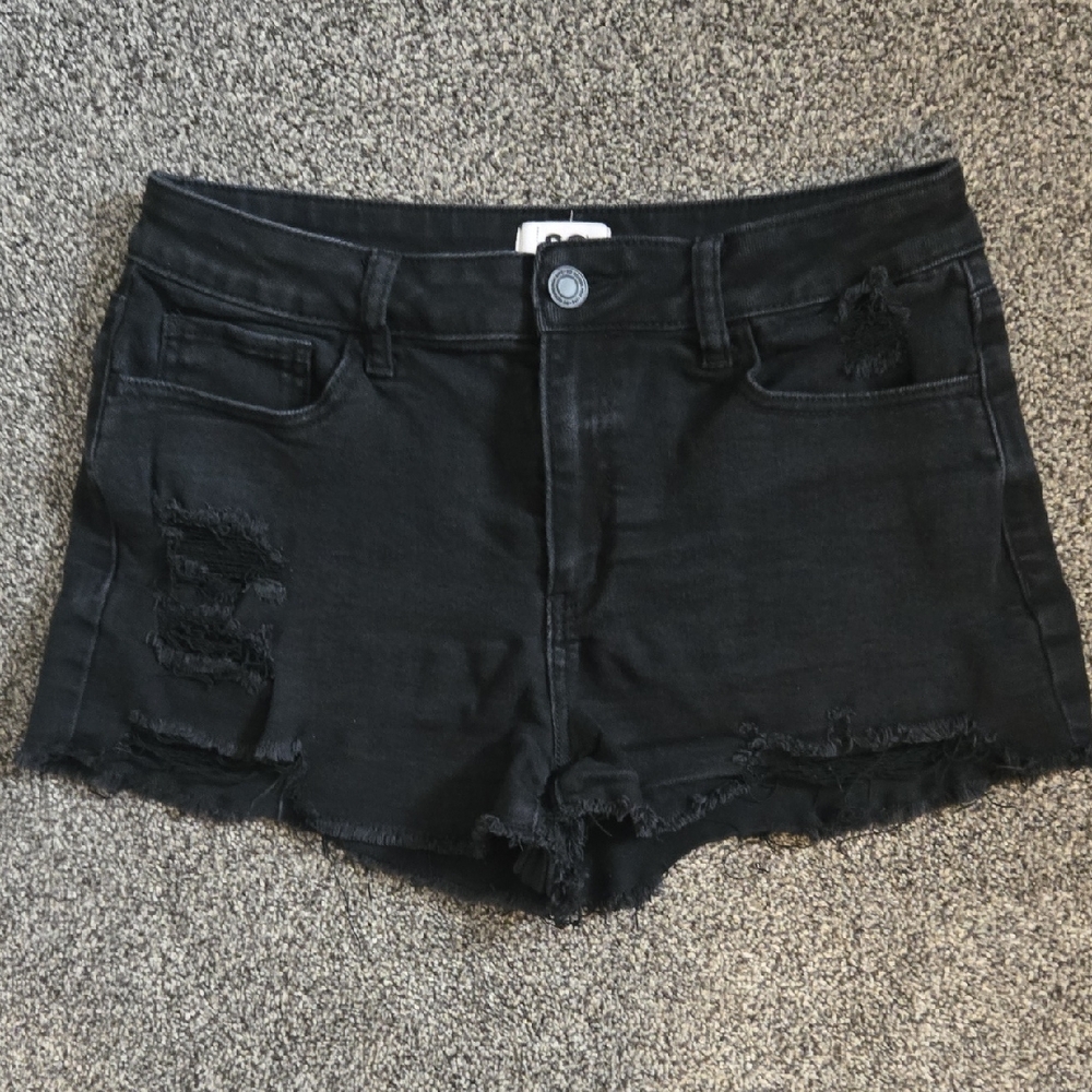 SO Black Jean Shorts Distressed High-Waisted